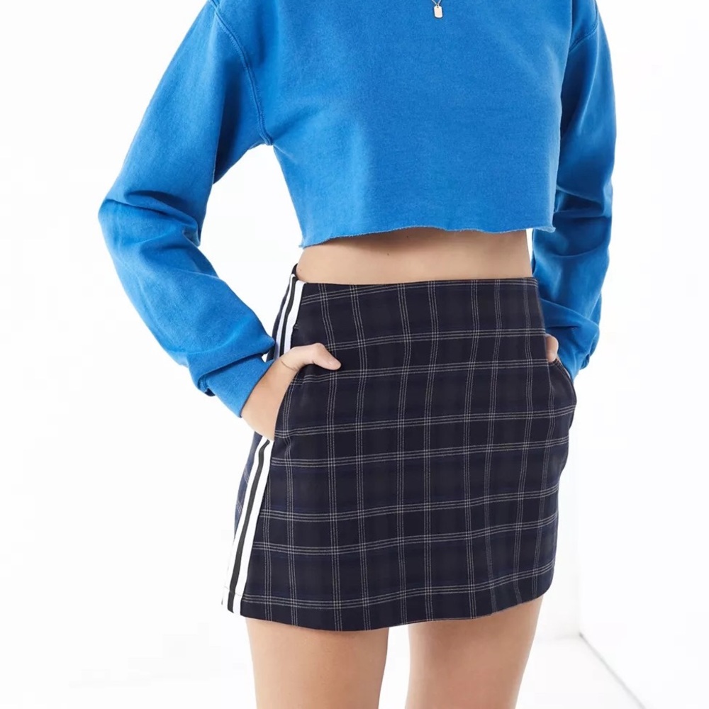 Urban Outfitters Trevor Plaid Side Stripe Mini Skirt